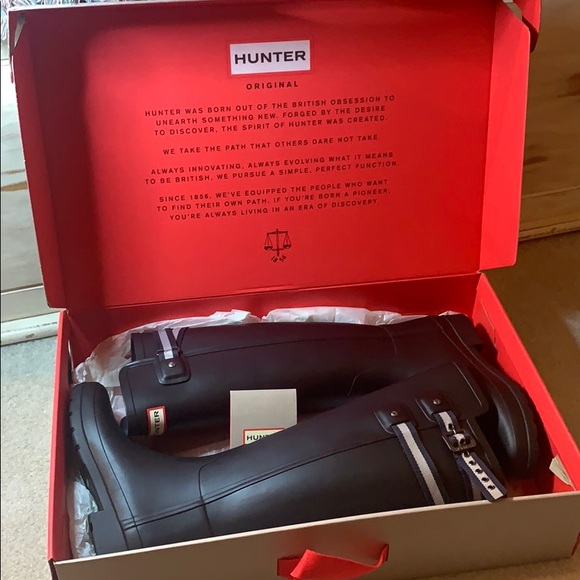 Hunter Shoes - HUNTER refined webbing blackstrap rain boots NIB